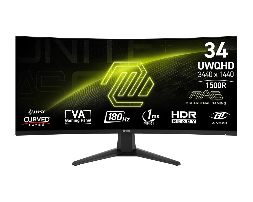 MONITOR LED 34″ MSI MAG 346CQ CURVO 1MS – 180HZ – 3440X1440