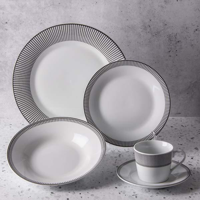 VAJILLA 20PZS NEGRO/BLANCO HAUS