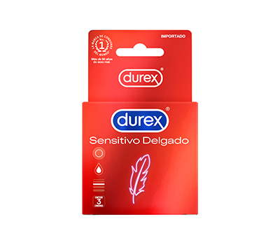 DUREX PRESERVATIVOS SENSITIVO DELGADO 3 UNIDADES