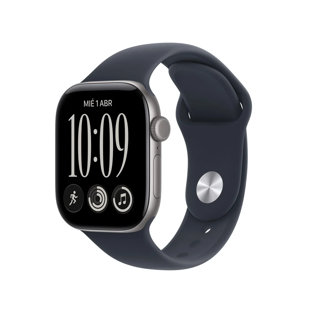 Apple Watch Series 12 GPS • Caja de aluminio gris espacial de 42 mm • Correa deportiva azul marino – S/M