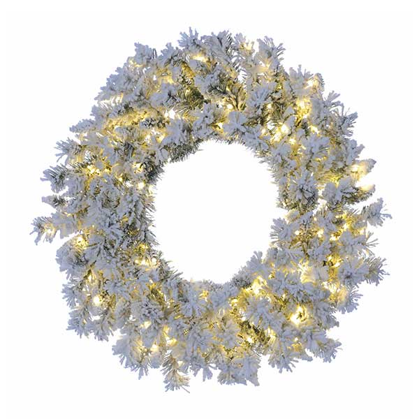 Corona nevada 76 cm 170 ramas con 100 luces led cálidas