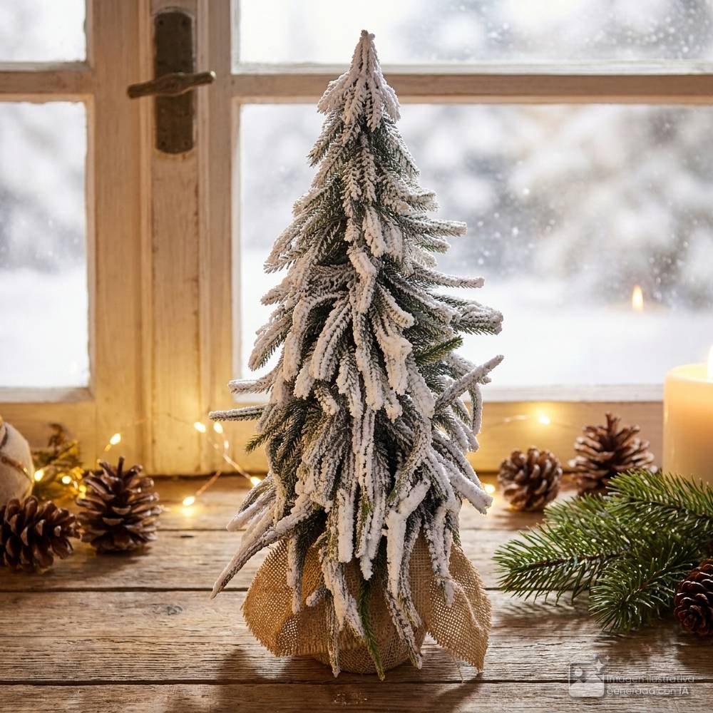 Adorno navideño arbol nevado-mdf 21x21x48cm grande