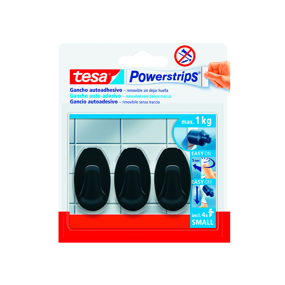 Gancho plastico pequeno negro oval s-3