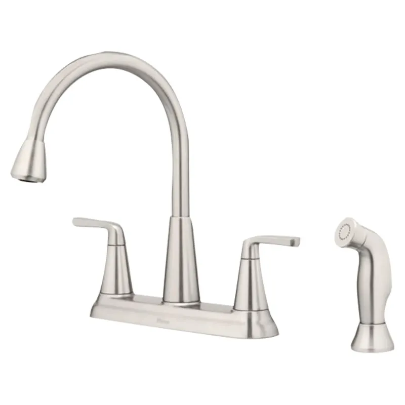 Grifo cocina 8" cuello ganso Allegan acero inoxidable con Spot Defense dos mandos tipo palanca