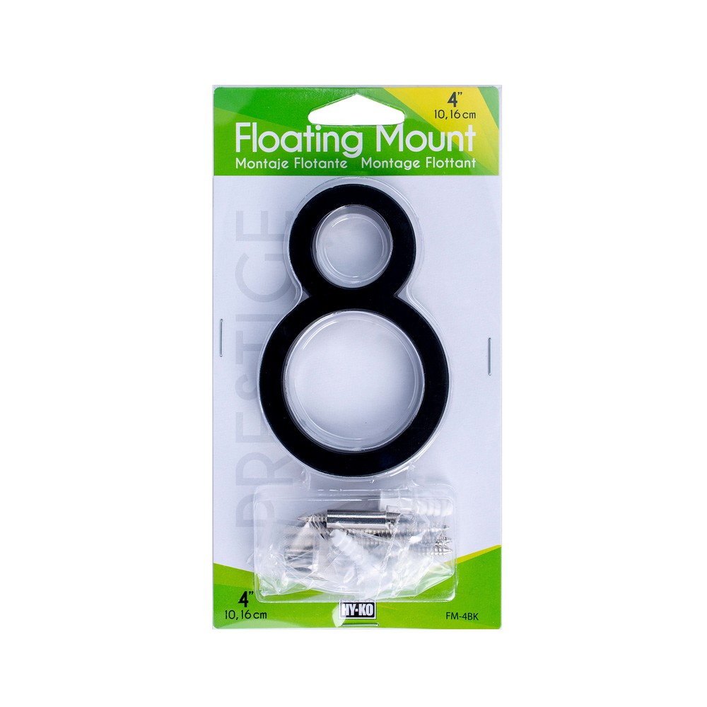 Numero 8 flotante negro de 4 in