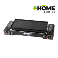 Cocina 2 Quemadores Plancha Gas Portati Negra + Home Camping