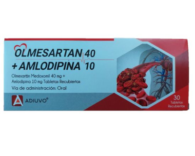 Olmesartan+Amlodipina Adiuvo, 40/10 mg, 30 tabletas