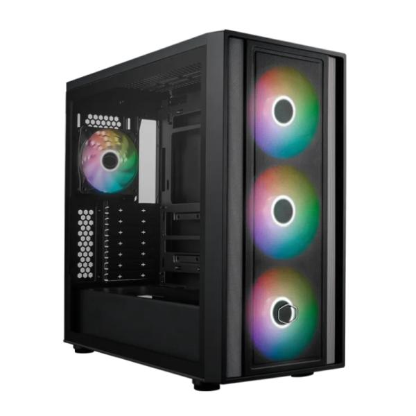 Case Cooler Master Gaming RGB Mid Tower Masterbox 600 3 Ventiladores de 140MM y 1 de 120MM con Vidrio Lateral y Malla Frontal – Negro