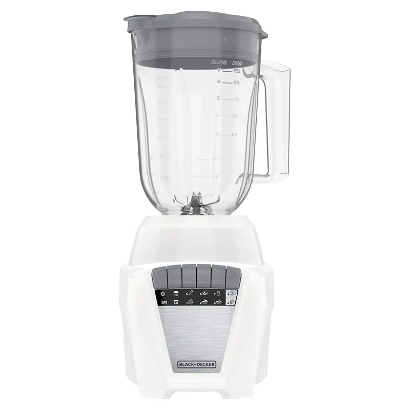 Licuadora 700 W 8 velocidades + pulso jarra vidrio 1.25L y jarra plástica 1.65L blanco Black+Decker
