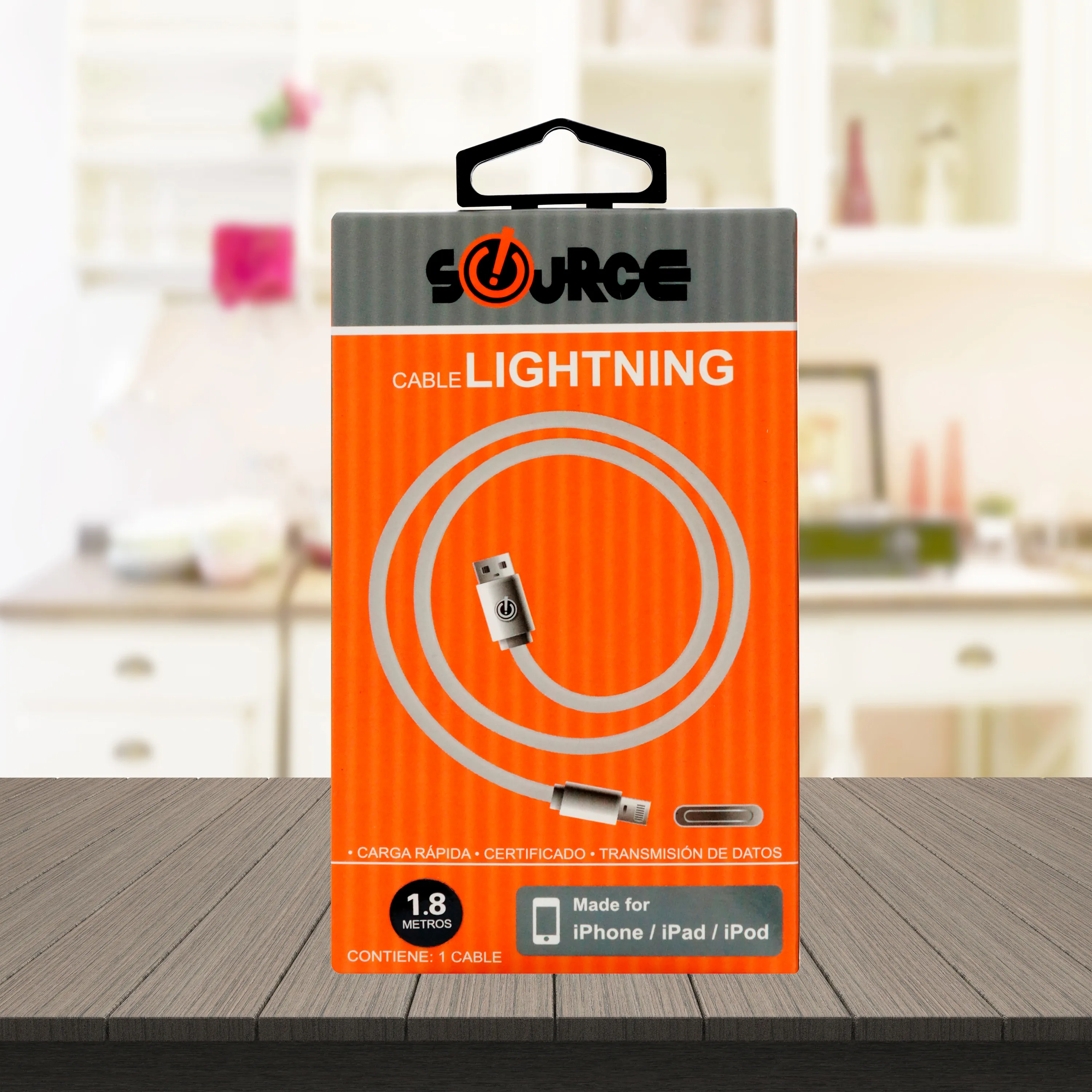 Cable Source Lightning Genérico Para Iphone, Ipad Y Ipod - 1.8m