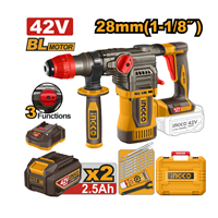 Rotomartillo 42 1 1/8" 2 Bateria Cargador Accesorios Ingco