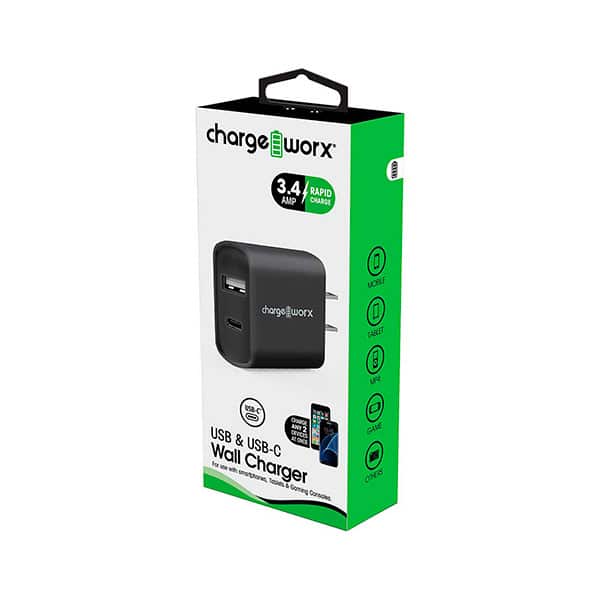 ChargeWorx Cargador USB-C doble negro