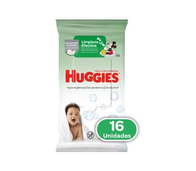 HUGGIES TOALLA HÚMEDA LIMPIEZA EFECTIVA 16 UNIDADES