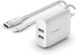 Cargador De Pared Doble USB-A De 24W, Cable Lightning A USB-A