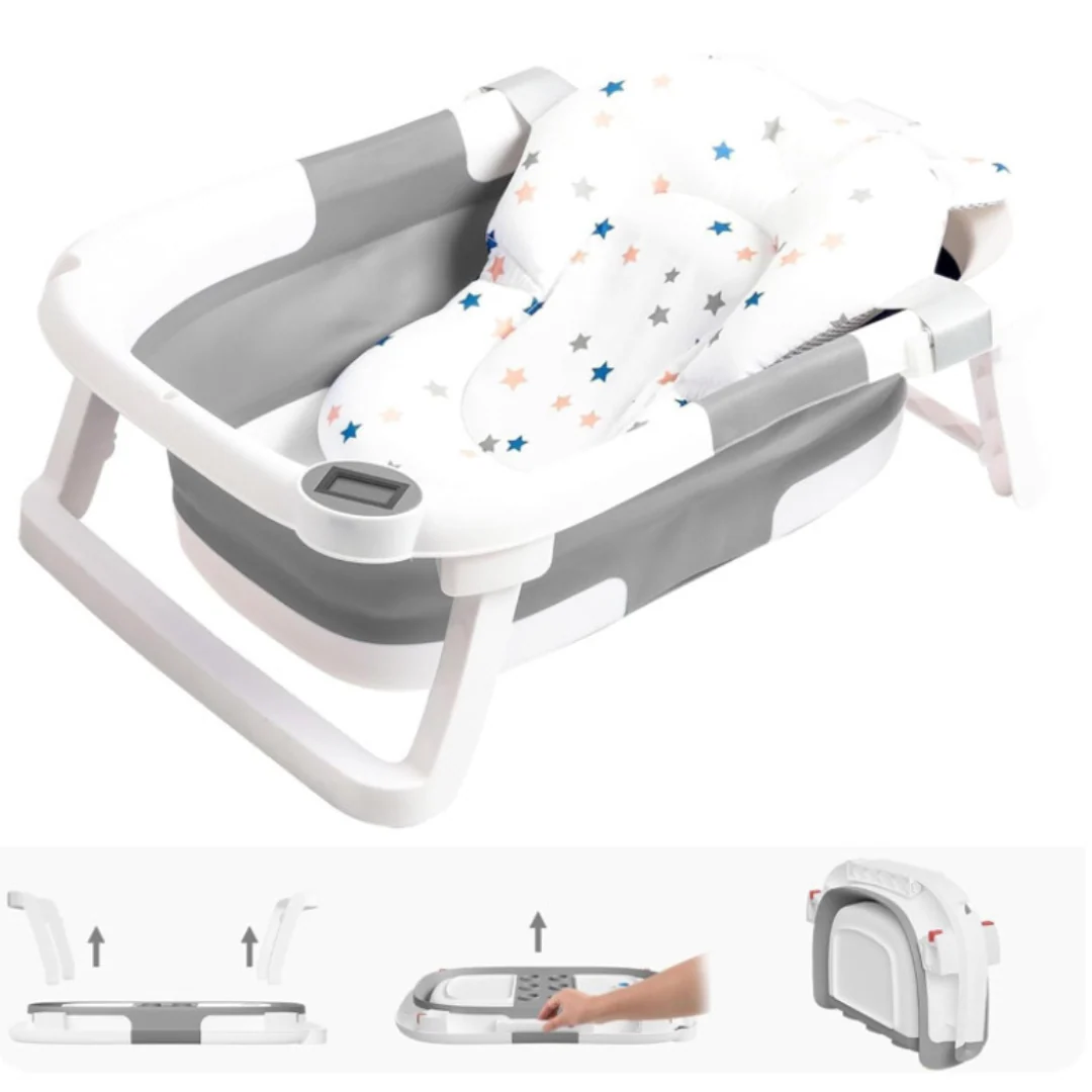 Bañera plegable – Gris con termómetro inteligente