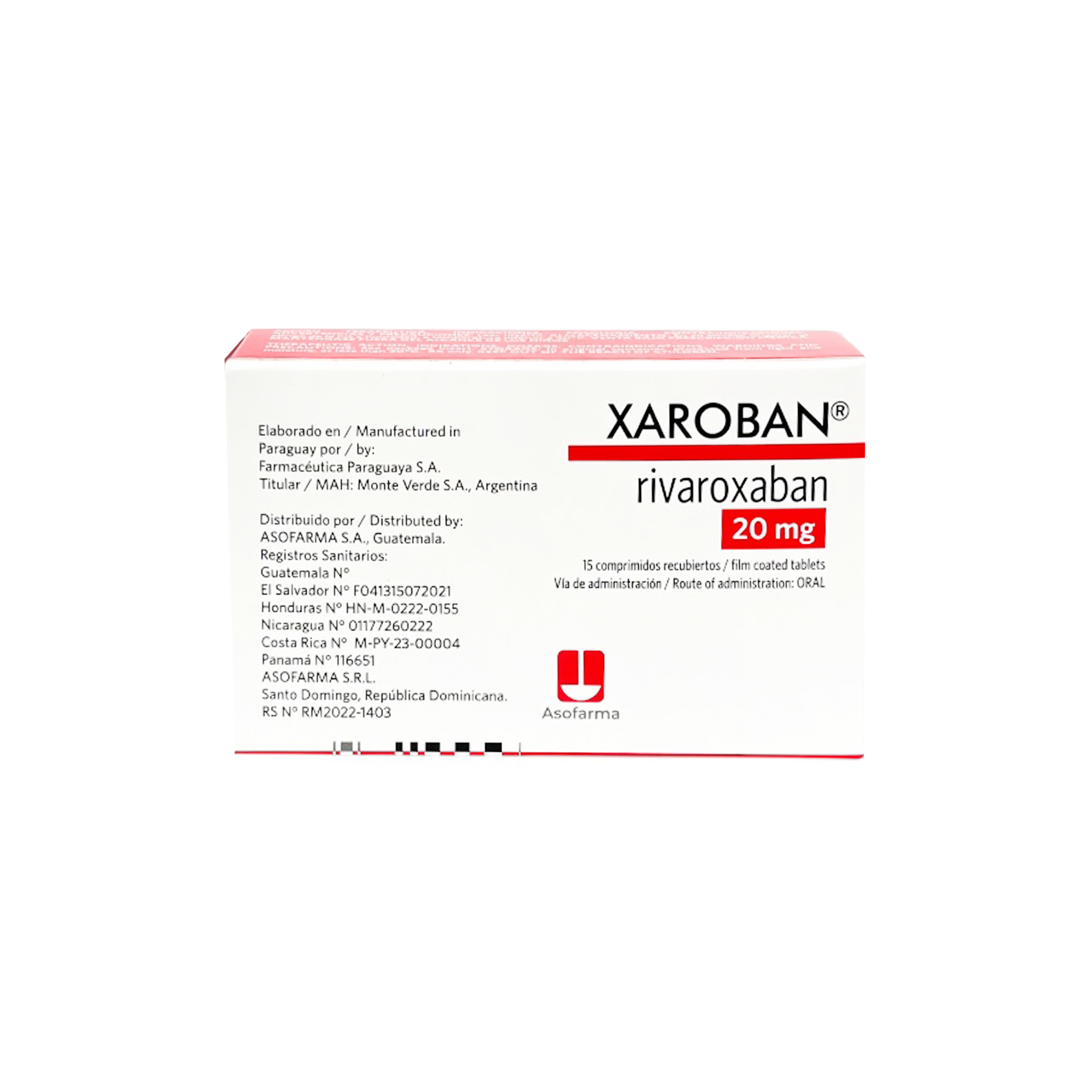 XAROBAN 20 MG TABLETAS X15
