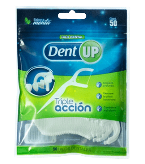 DENT UP HILOS DENTALES FLOSS PICKS SABOR MENTA 50 UDS