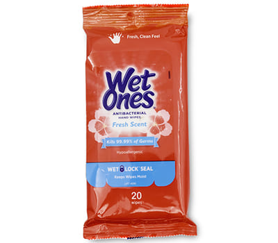 WET ONES TOALLA ANTIBACTERIAL 20 UNIDADES