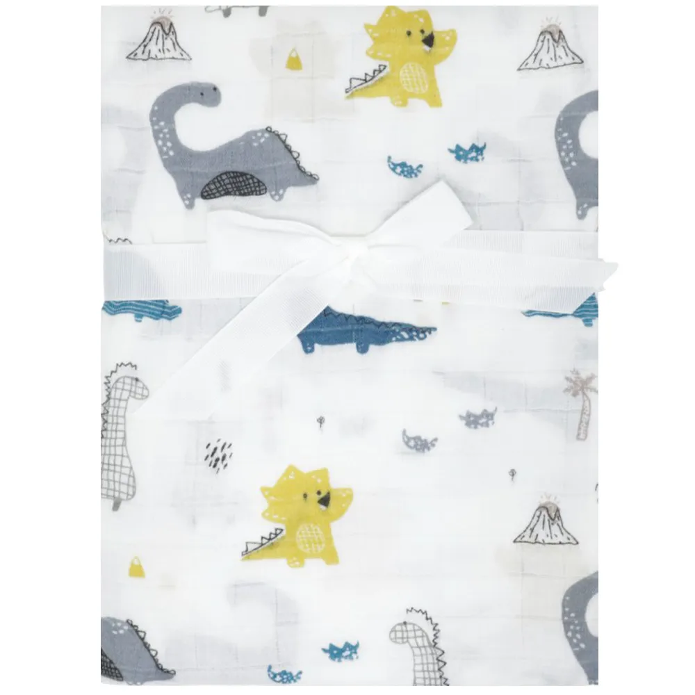 Frazada muselina multicolor con estampado de dinosaurios para bebé