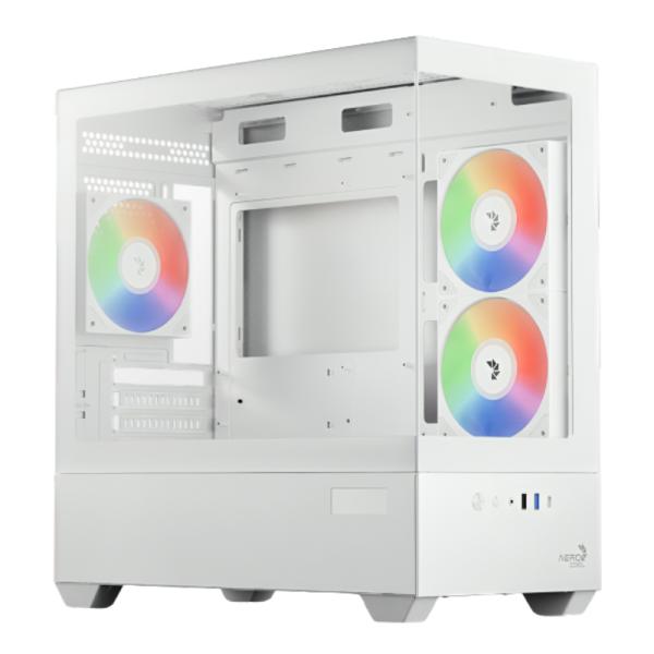 Case Aerocool Gaming RGB Mini Tower P300D Digi-G-WT-V1 Digi Ventiladores 3 de 120MM con Panel Frontal y Lateral – Blanco