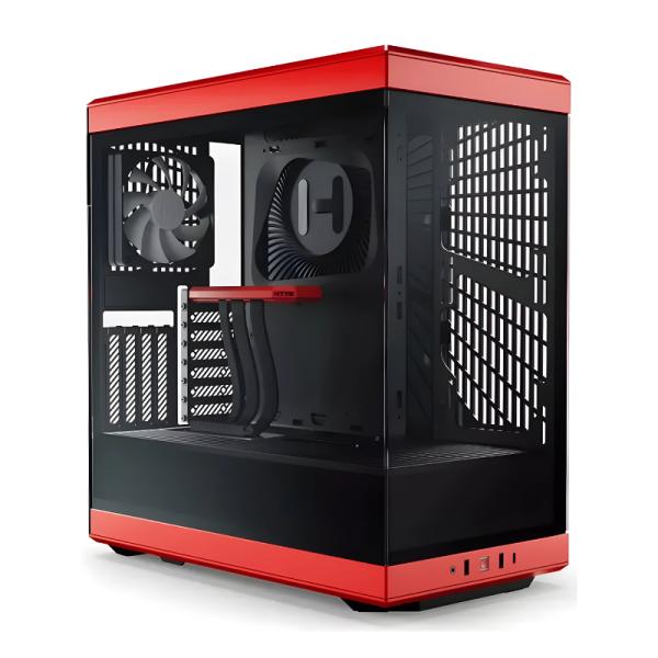Case Hyte Gaming Mid Tower Y40 Ventiladores 2 de 120MM con Vidrio Lateral y Frontal – Rojo / Negro