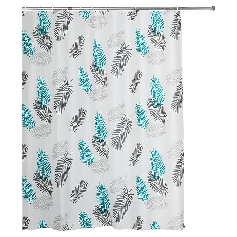 Set cortina de baño peva estampado hojas 183 x 183 cm incluye 12 ganchos