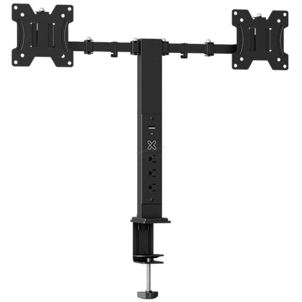 SOPORTE KLIP PARA 2 MONITORES – CON REGLETA INTEGRADA – 13-32″