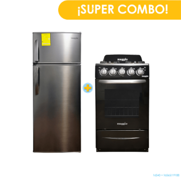 Combo Refri Semi MAGGIO CMP9F 206 litros + Cocina a Gas MAGGIO 20CMKEG04 20" Negra