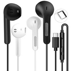 2 Pack USB C Headphones for iPhone 16/15 Pro Max/Plus, Wired Ea