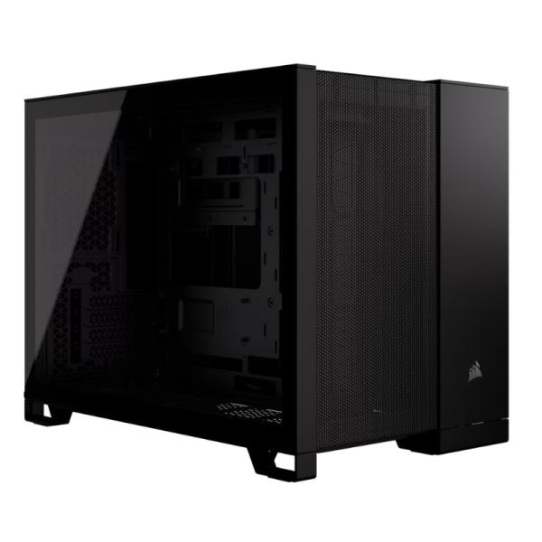 Case Corsair Gaming Mini Tower Airflow 2500D sin Ventilación Incluida con Vidrio Lateral y Malla Frontal – Negro