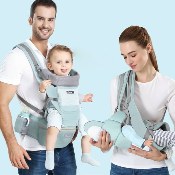 Cargador Porta Bebé Ergonómico Multifuncional con Asiento de cadera y Soporte Ajustable – 6 Posiciones, Transpirable o de Todas las Estaciones