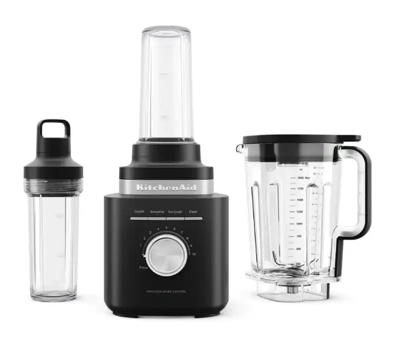 KITCHENAID – LICUADORA PURE POWER 2L + 2 VASOS PERSONALES NEGRA – 7KSB2078MBM