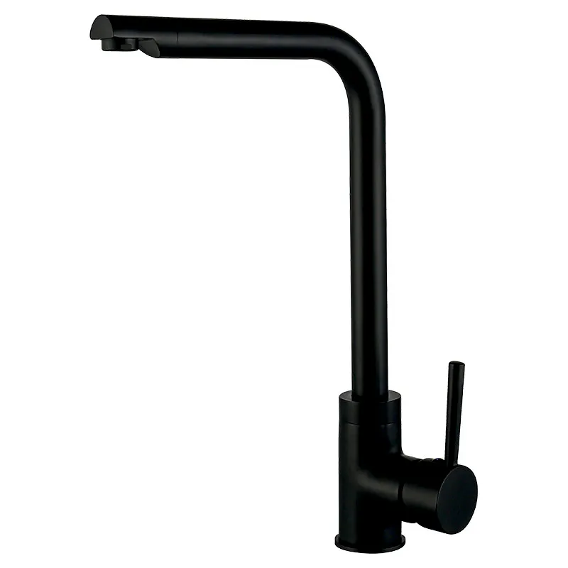 Grifo para cocina monomando cuello alto negro acabado mate