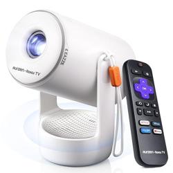 Aurzen Roku TV E1R Smart Portable Mini Projector with WiFi and