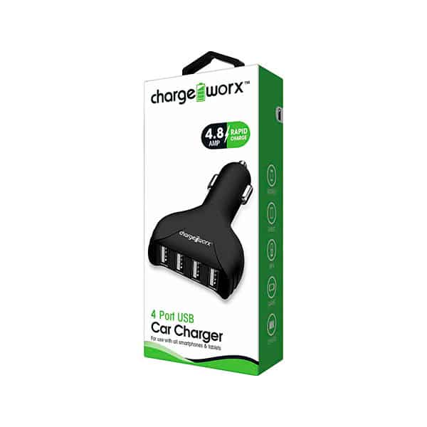 ChargeWorx Cargador USB 4 puertos negro