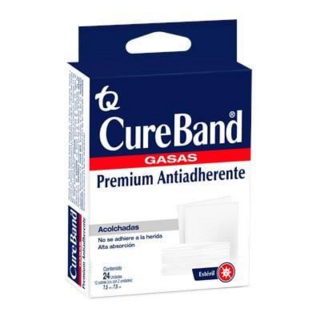 Cureband Gasas Premium Antiadherente 7.5 X 7.5 cm 12 sobres con 2 unidades