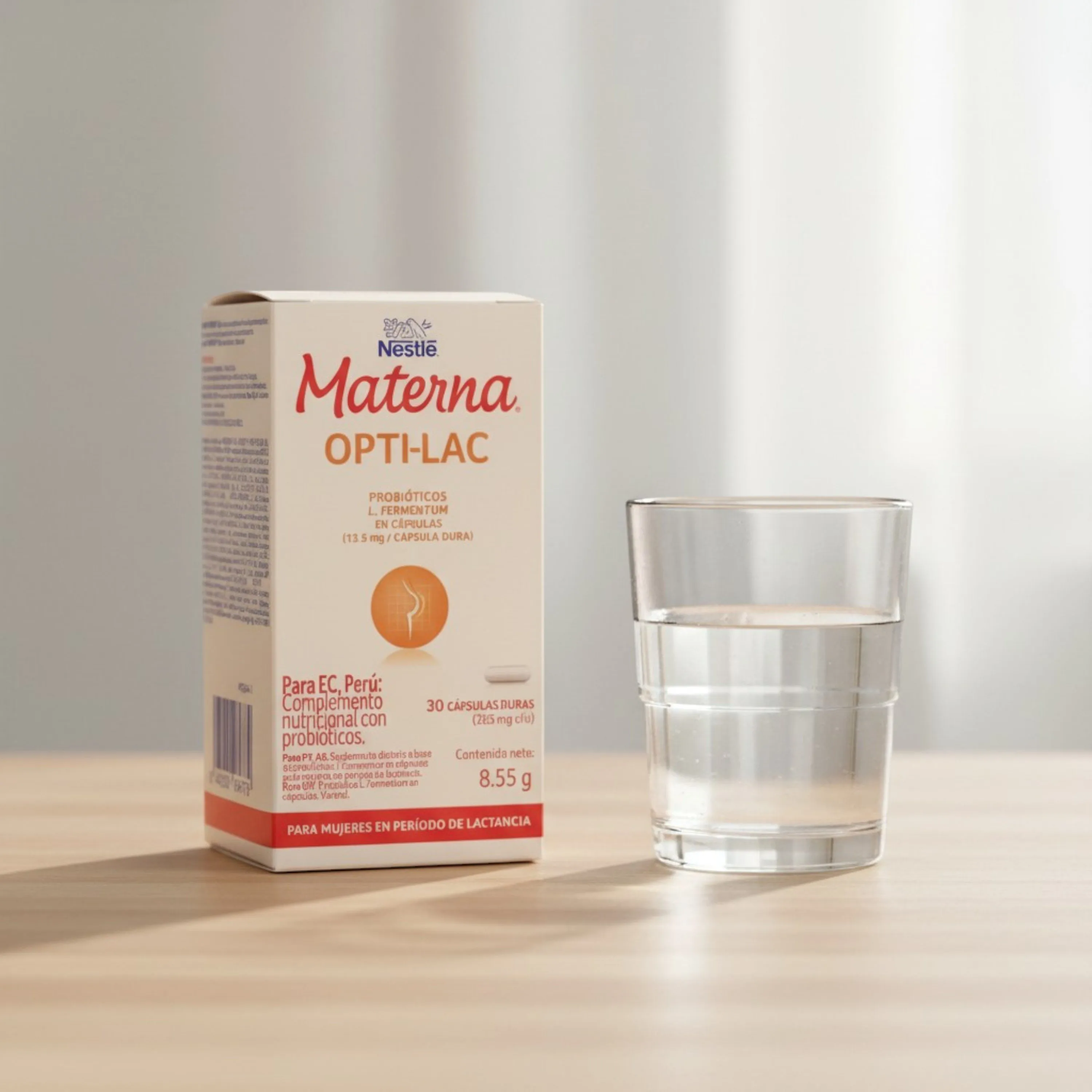 Cápsulas Materna Opti-Lac con probióticos L. fermentum 30 Uds - 8.55 g (precio por capsula)