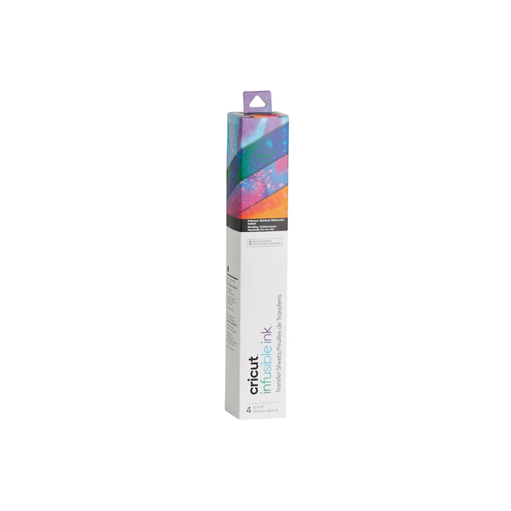 CRICUT HOJA INFUSIBLE INK TRANSFER – RAINBOW WATERCOLOR SPLASH – 4 HOJAS