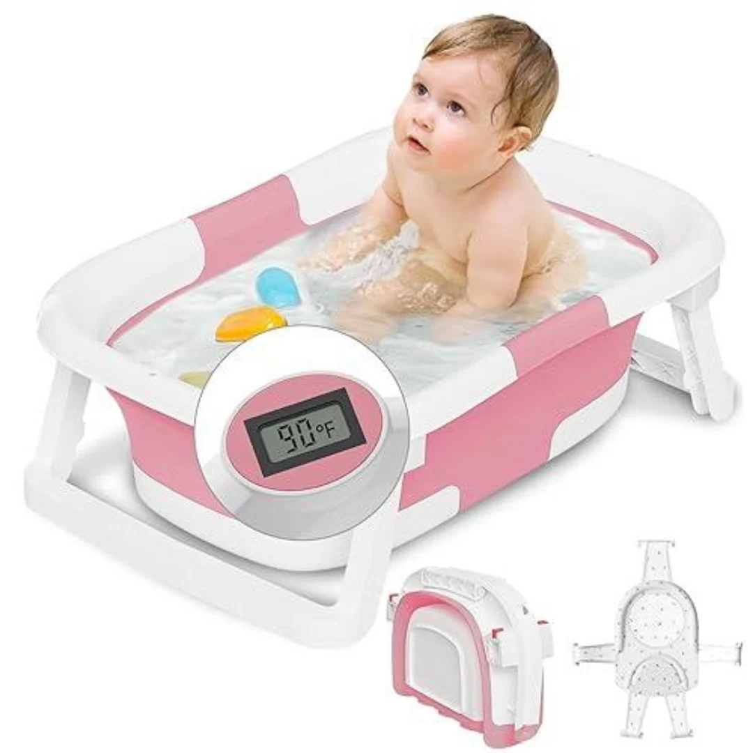 Bañera plegable – Rosada con termómetro digital