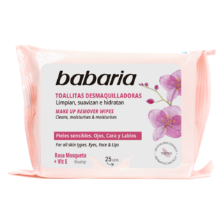 Babaria Toallitas faciales desmaquilladoras Rosa Mosqueta 25 unidades