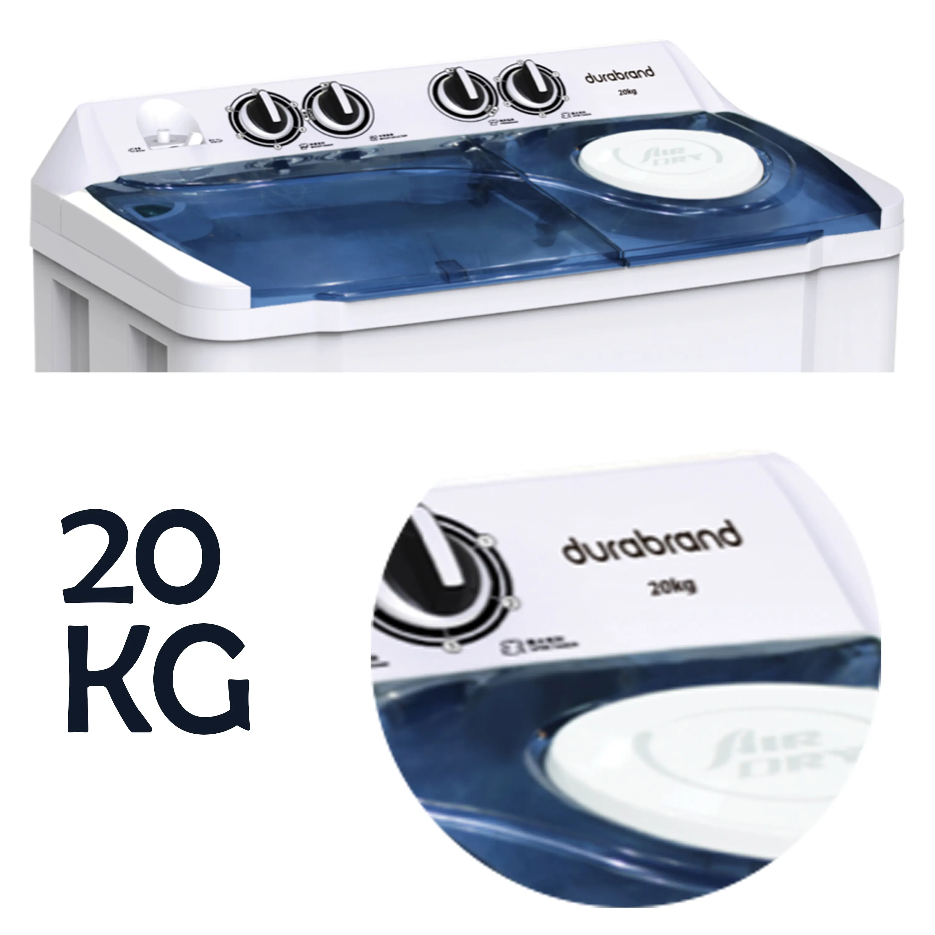 Lavadora Durabrand Semiautomática DB-WM-20 Capacidad 20 kg