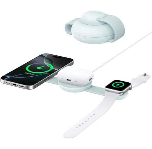 Anker Cargador Ultra Compact 3 in 1 Qi2 – 15W Fast Charging Wireless – Verde