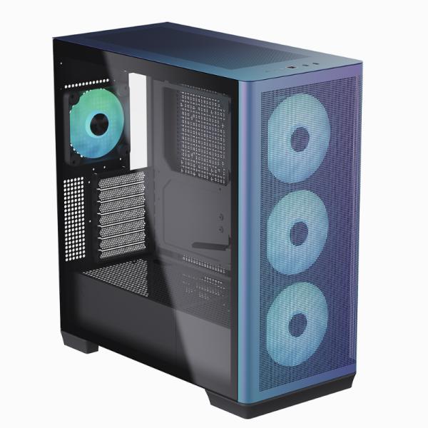 Case Apnx RGB Mid Tower C1-R-CF-V1 Ventiladores 3 de 140MM y 1 de 120MM con Malla Frontal y Lateral – Cromado