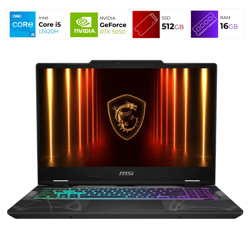 MSI Cyborg 15 B13WEKG – Intel i5 13420H – 16GB – RTX 5050 – 512GB – Translucent Black
