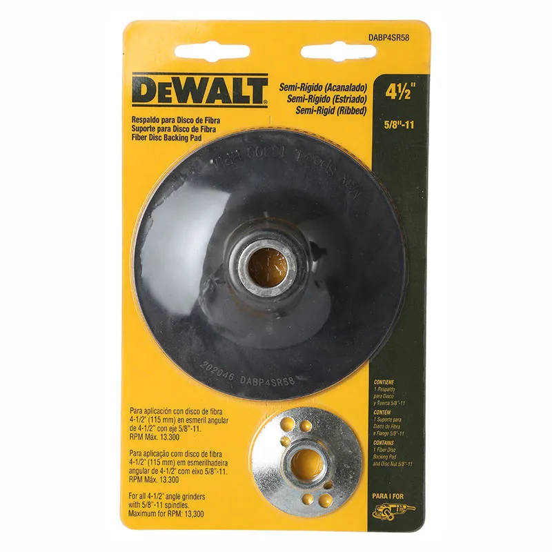 Disco de respaldo de goma y tuerca 4 1/2" semi rígido