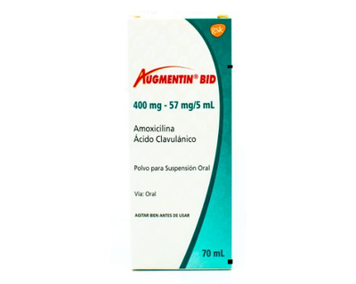 Augmentin BID 400, 57 mg/5 ml, polvo par