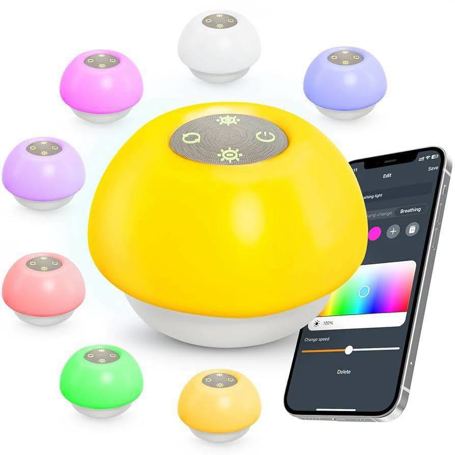 Lámpara de noche y máquina de ruido blanco smart para controlar desde celular