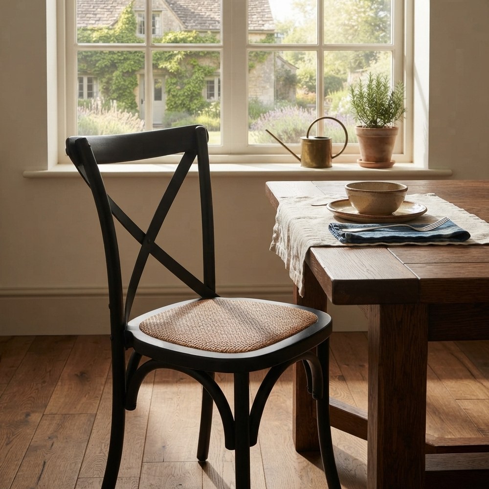 Silla de madera moderna 88x48x54cm negro isak