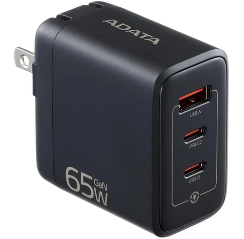 Cargador Adata GaN – 65W – Triple – Negra – CHARGERU-0653-QCPDBK