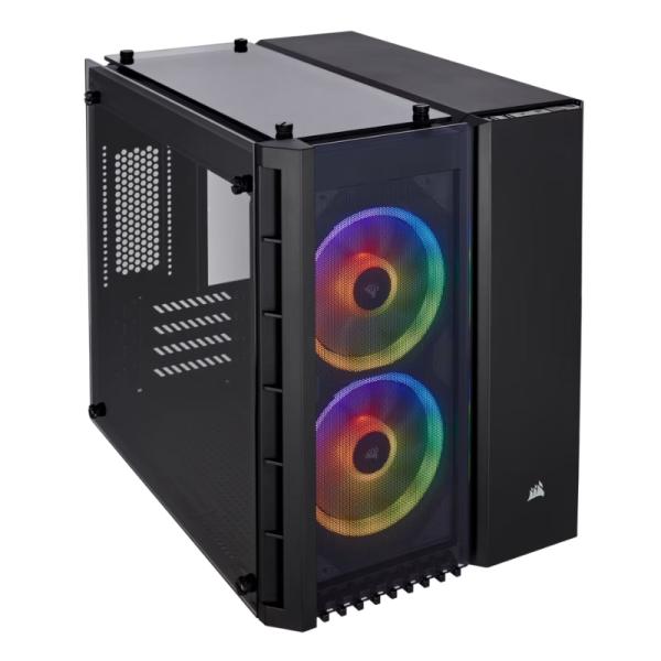 Case Corsair Gaming RGB Mini Tower Crystal Series 280X Ventiladores 2 de 120MM con Vidrio Lateral y Malla Frontal – Negro